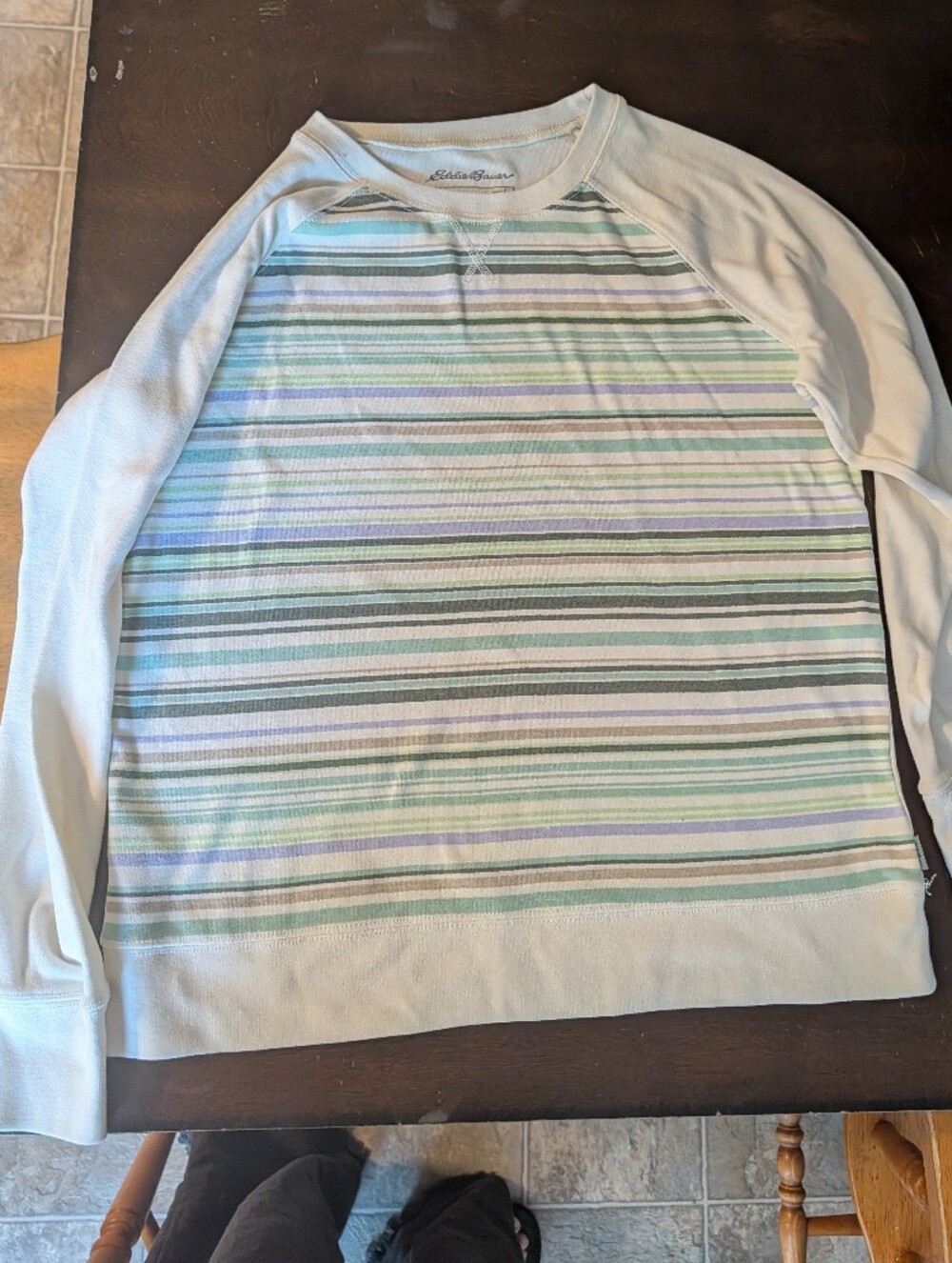 Eddie Bauer Women's Legendwash Longsleeve Thermal Crewneck Shirt - Multi Stripe